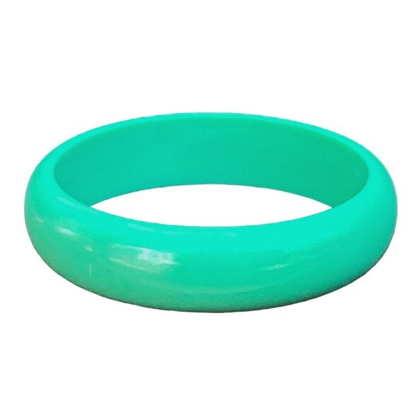 Vintage Light Teal Green Lucite Bangle Bracelet Minimalist Color Pop Retro - Picture 3 of 5